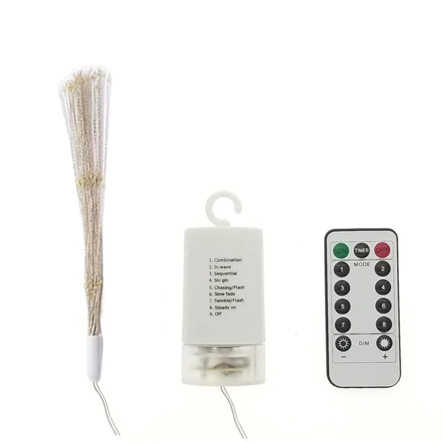 Outdoor Firework Light 120 LED Starburst Light Battery Operated Remote Hanging Fairy Light Garland