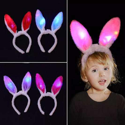 Rabbit Ears Headband Light Flashing LED Plush Fluffy Bunny